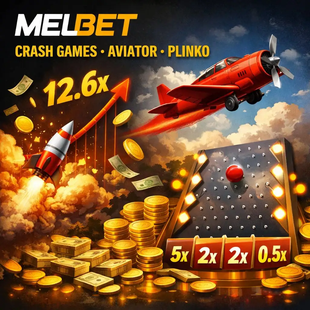 Melbet crash games aviator airplane plinko board dark background