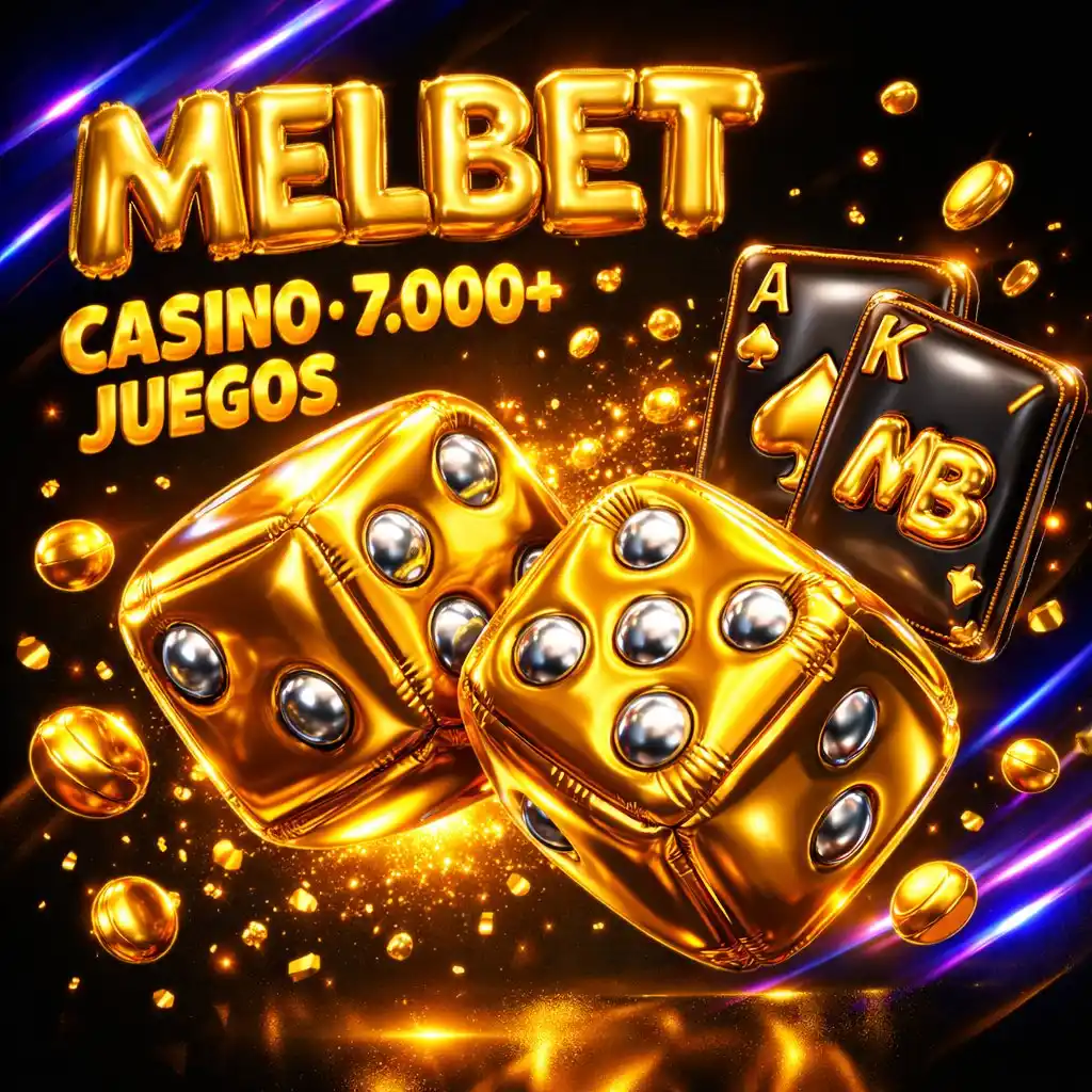 Melbet casino tragamonedas dados dorados cartas oscuro neon azul