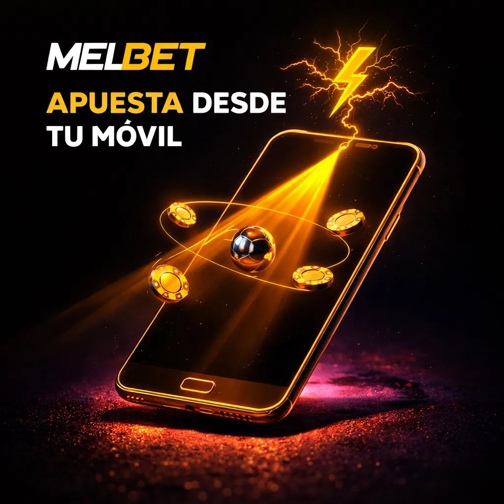 Melbet movil apuestas rapidas smartphone dorado fichas oscuro neon