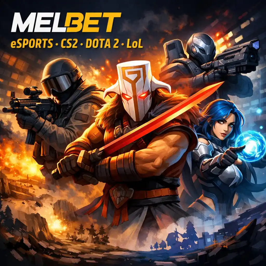 Melbet esports CS2 AWP Dota2 LoL dark background